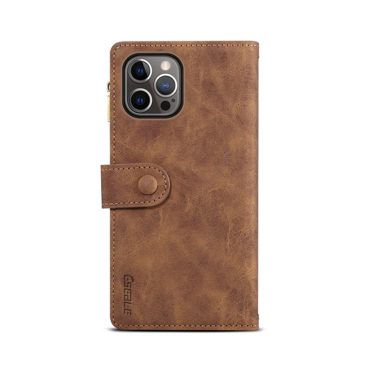 For iPhone 12 Pro Max Retro Frosted Horizontal Flip Leather Case with Holder & Card Slot & Wallet & Zipper Pocket & Lanyard(Brown) - iPhone 12 Pro Max Cases by buy2fix | Online Shopping UK | buy2fix