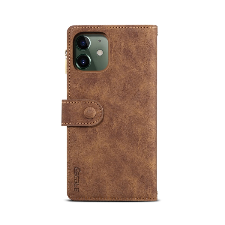 For iPhone 12 Retro Frosted Horizontal Flip Leather Case with Holder & Card Slot & Wallet & Zipper Pocket & Lanyard(Brown) - iPhone 12 / 12 Pro Cases by buy2fix | Online Shopping UK | buy2fix