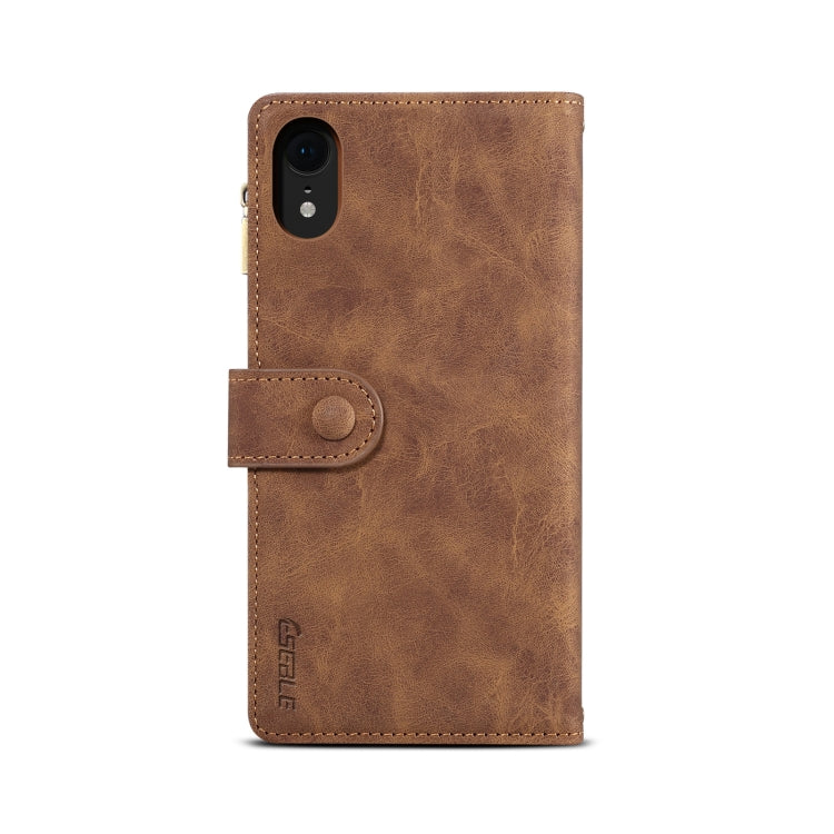 For iPhone XR Retro Frosted Horizontal Flip Leather Case with Holder & Card Slot & Wallet & Zipper Pocket & Lanyard(Brown) - More iPhone Cases by buy2fix | Online Shopping UK | buy2fix