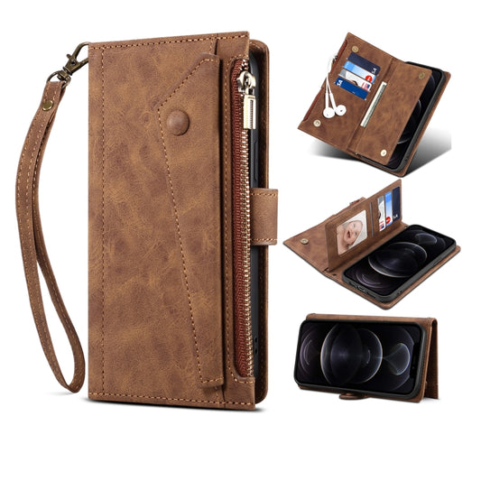 For iPhone XS Max Retro Frosted Horizontal Flip Leather Case with Holder & Card Slot & Wallet & Zipper Pocket & Lanyard(Brown) - More iPhone Cases by buy2fix | Online Shopping UK | buy2fix