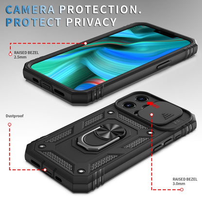 For iPhone 13 Pro Sliding Camera Cover Design TPU + PC Protective Case with 360 Degree Rotating Holder & Card Slot (Black+Black) - iPhone 13 Pro Cases by buy2fix | Online Shopping UK | buy2fix