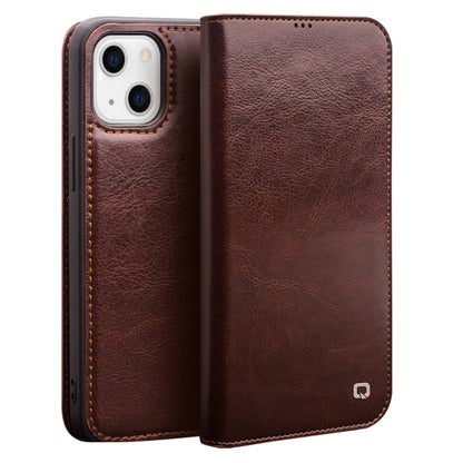 For iPhone 13 QIALINO Horizontal Flip Leather Case with Holder & Card Slots & Wallet(Brown) - iPhone 13 Cases by QIALINO | Online Shopping UK | buy2fix