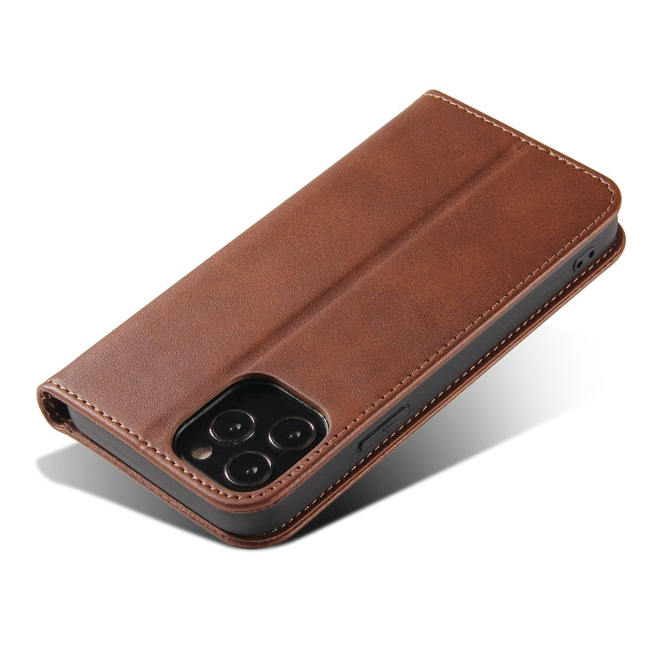 For iPhone 13 mini Calf Texture Magnetic Horizontal Flip Leather Case with Holder & Card Slots & Wallet (Brown) - iPhone 13 mini Cases by buy2fix | Online Shopping UK | buy2fix