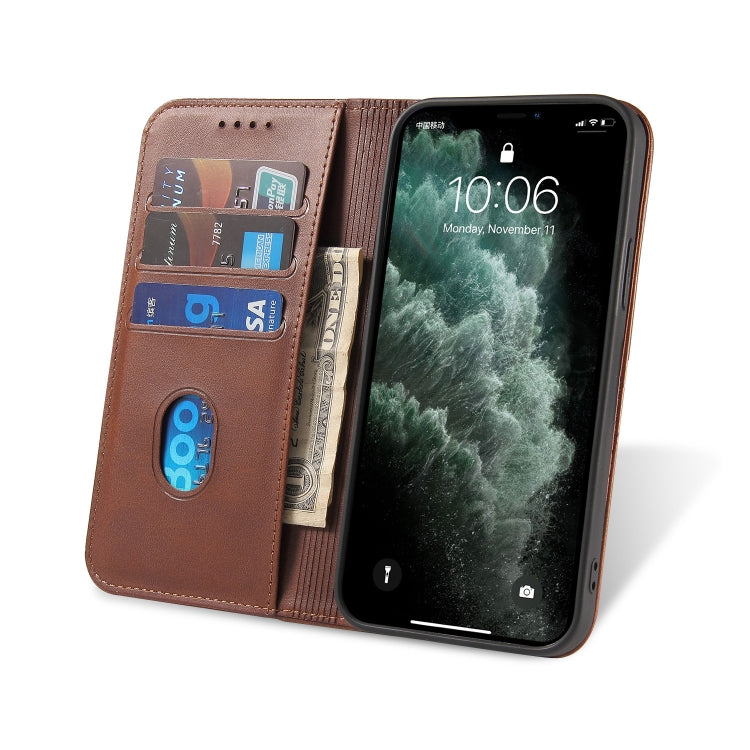 For iPhone 13 mini Calf Texture Magnetic Horizontal Flip Leather Case with Holder & Card Slots & Wallet (Brown) - iPhone 13 mini Cases by buy2fix | Online Shopping UK | buy2fix