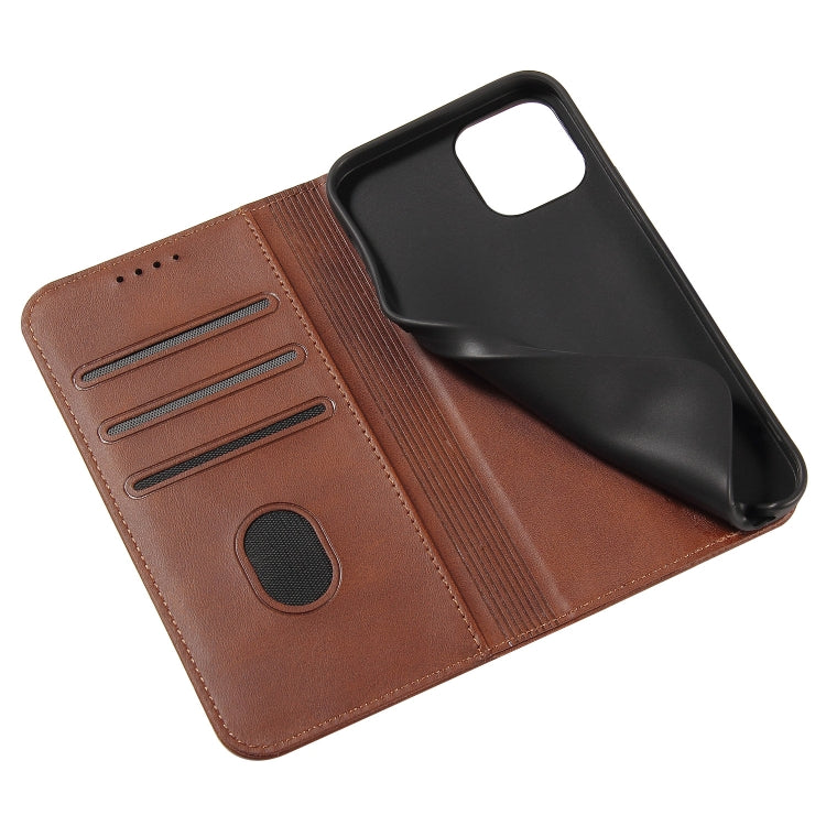 For iPhone 13 mini Calf Texture Magnetic Horizontal Flip Leather Case with Holder & Card Slots & Wallet (Brown) - iPhone 13 mini Cases by buy2fix | Online Shopping UK | buy2fix