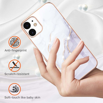 For iPhone 12 / 12 Pro Electroplating Marble Pattern Dual-side IMD TPU Shockproof Case(White 006) - iPhone 12 / 12 Pro Cases by buy2fix | Online Shopping UK | buy2fix