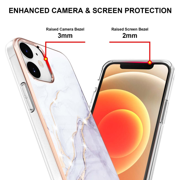 For iPhone 12 / 12 Pro Electroplating Marble Pattern Dual-side IMD TPU Shockproof Case(White 006) - iPhone 12 / 12 Pro Cases by buy2fix | Online Shopping UK | buy2fix