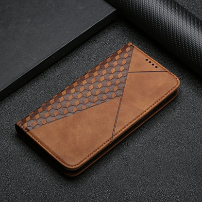 For iPhone 12 mini Diamond Pattern Splicing Skin Feel Magnetic Horizontal Flip Leather Case with Card Slots & Holder & Wallet (Brown) - iPhone 12 mini Cases by buy2fix | Online Shopping UK | buy2fix