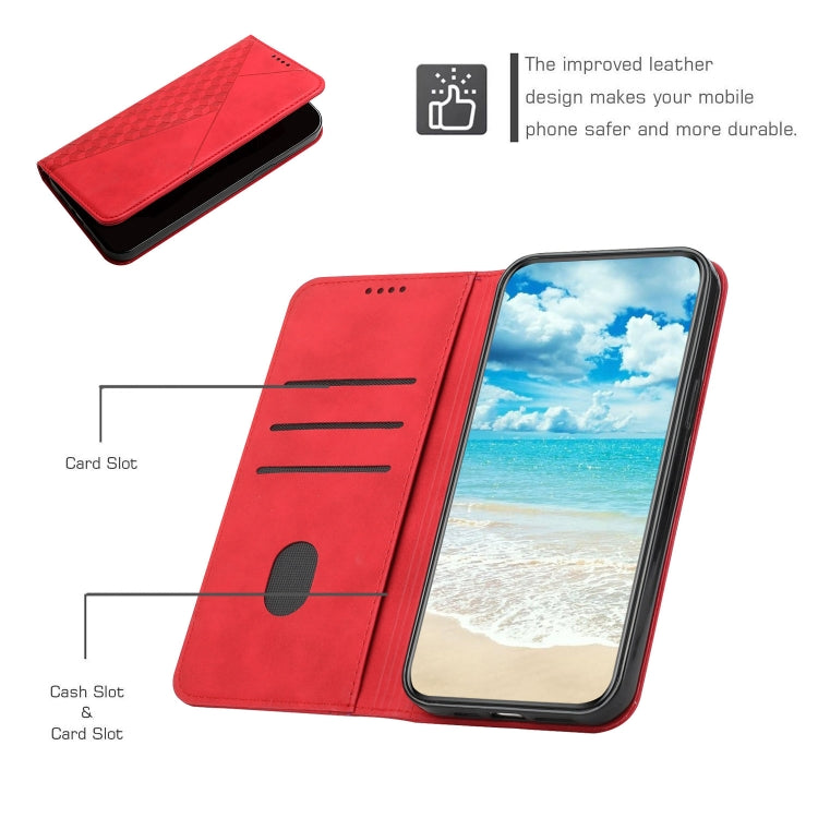 For iPhone 12 Pro Max Diamond Pattern Splicing Skin Feel Magnetic Horizontal Flip Leather Case with Card Slots & Holder & Wallet(Red) - iPhone 12 Pro Max Cases by buy2fix | Online Shopping UK | buy2fix