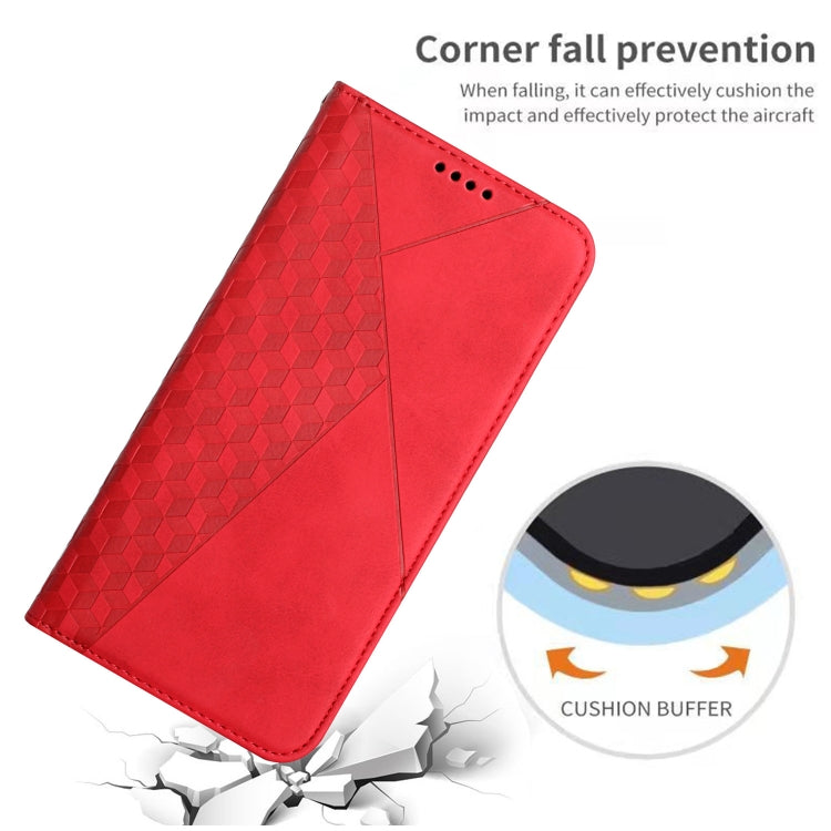 For iPhone 12 Pro Max Diamond Pattern Splicing Skin Feel Magnetic Horizontal Flip Leather Case with Card Slots & Holder & Wallet(Red) - iPhone 12 Pro Max Cases by buy2fix | Online Shopping UK | buy2fix