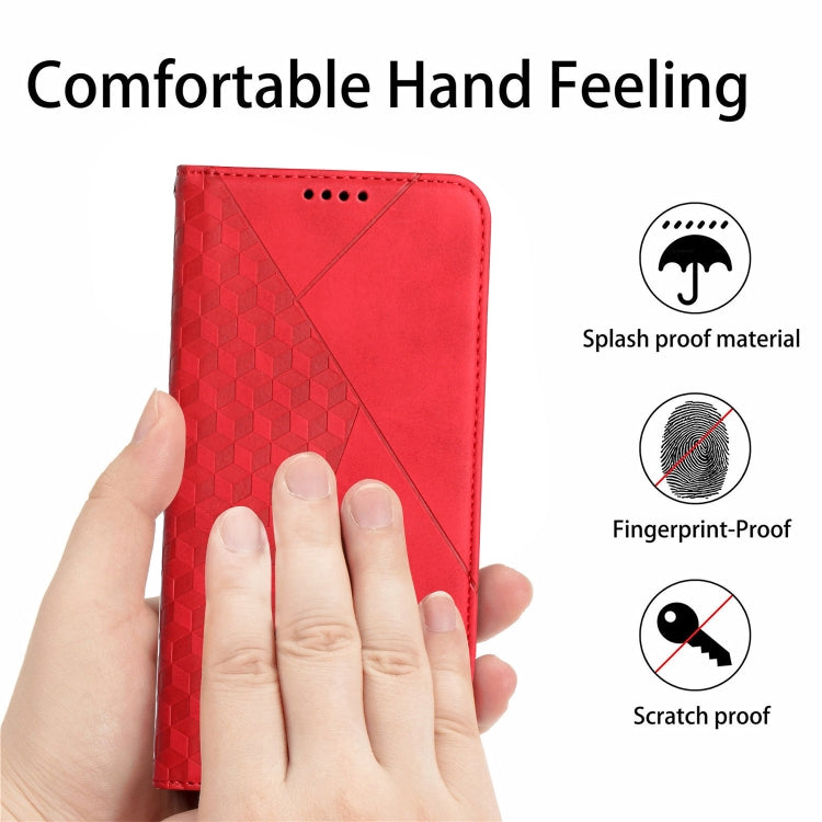 For iPhone 11 Diamond Pattern Splicing Skin Feel Magnetic Horizontal Flip Leather Case with Card Slots & Holder & Wallet (Red) - iPhone 11 Cases by buy2fix | Online Shopping UK | buy2fix