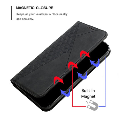 For iPhone X / XS Diamond Pattern Splicing Skin Feel Magnetic Horizontal Flip Leather Case with Card Slots & Holder & Wallet(Black) - More iPhone Cases by buy2fix | Online Shopping UK | buy2fix