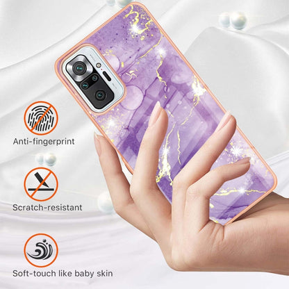 For Xiaomi Redmi Note 10 Pro / 10 Pro Max Electroplating Marble Pattern Dual-side IMD TPU Shockproof Case(Purple 002) - Xiaomi Cases by buy2fix | Online Shopping UK | buy2fix