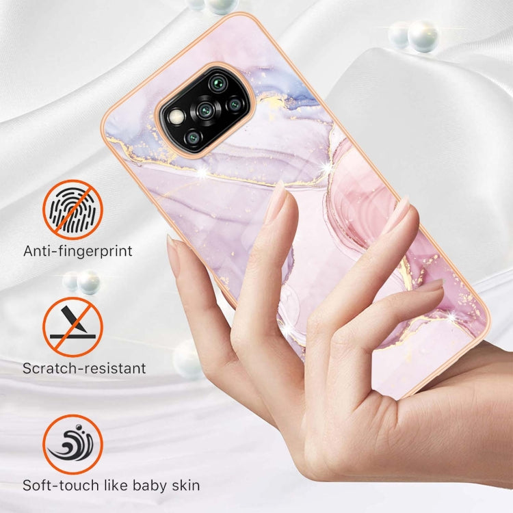 For Xiaomi Poco X3 NFC Electroplating Marble Pattern Dual-side IMD TPU Shockproof Case(Rose Gold 005) - Xiaomi Cases by buy2fix | Online Shopping UK | buy2fix