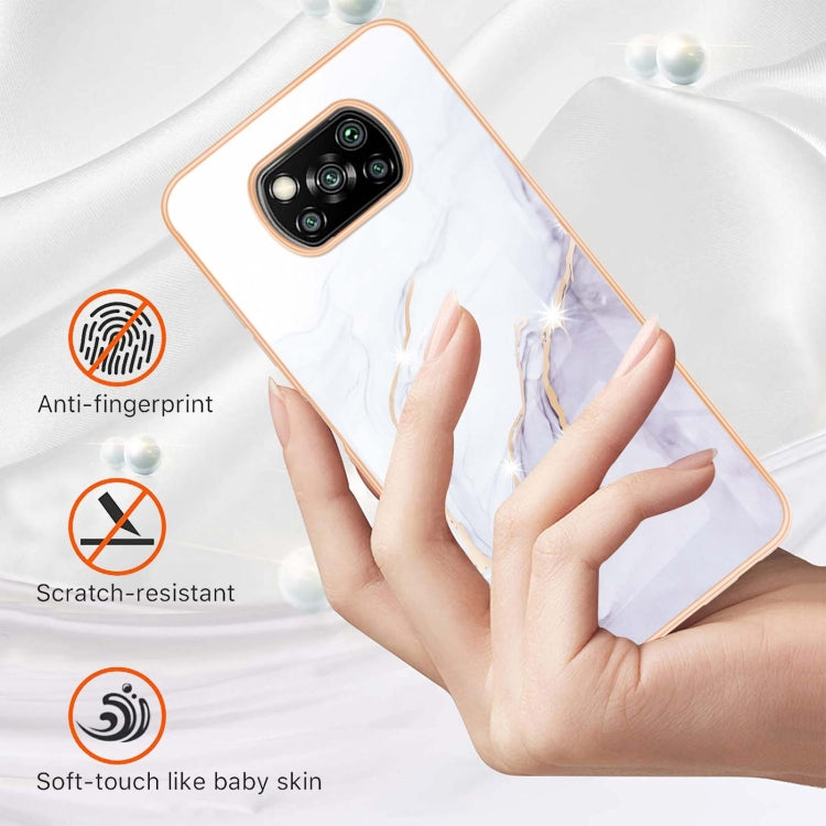 For Xiaomi Poco X3 NFC Electroplating Marble Pattern Dual-side IMD TPU Shockproof Case(White 006) - Xiaomi Cases by buy2fix | Online Shopping UK | buy2fix