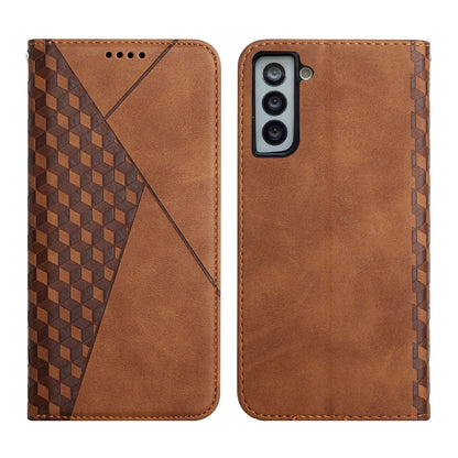 For Samsung Galaxy S21+ 5G Diamond Pattern Splicing Skin Feel Magnetic Horizontal Flip Leather Case with Card Slots & Holder & Wallet(Brown) - Galaxy S21+ 5G Cases by buy2fix | Online Shopping UK | buy2fix