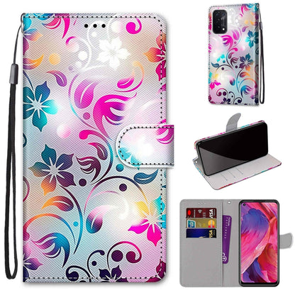 For OPPO A93 5G / A93s 5G / A54 5G / A74 5G Coloured Drawing Cross Texture Horizontal Flip PU Leather Case with Holder & Card Slots & Wallet & Lanyard(Gradient Colorful Flower) - OPPO Cases by buy2fix | Online Shopping UK | buy2fix