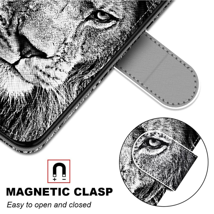 For Xiaomi Redmi 10 Coloured Drawing Cross Texture Horizontal Flip PU Leather Case with Holder & Card Slots & Wallet & Lanyard(Black White Lion Head) - Xiaomi Cases by buy2fix | Online Shopping UK | buy2fix