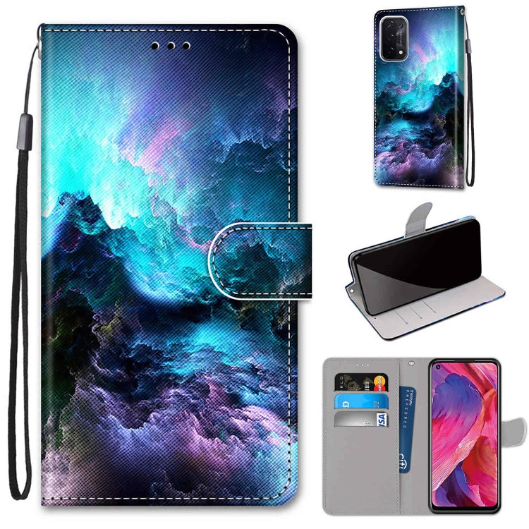 For OPPO A54 5G / A74 5G / A93 5G / A93s 5G Coloured Drawing Cross Texture Horizontal Flip PU Leather Case with Holder & Card Slots & Wallet & Lanyard(Colorful Clouds) - OPPO Cases by buy2fix | Online Shopping UK | buy2fix