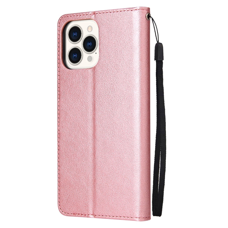 For iPhone 13 Pro Max Multifunctional Horizontal Flip Leather Case, with Three Card Slot & Holder & Photo Frame & Lanyard (Rose Gold) - iPhone 13 Pro Max Cases by buy2fix | Online Shopping UK | buy2fix