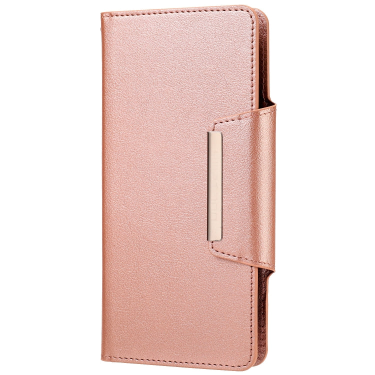 For iPhone 12 / 12 Pro Ultra-thin Separable Magnetic Horizontal Flip Leather Case with Card Slot & Wallet(Pink) - iPhone 12 / 12 Pro Cases by buy2fix | Online Shopping UK | buy2fix