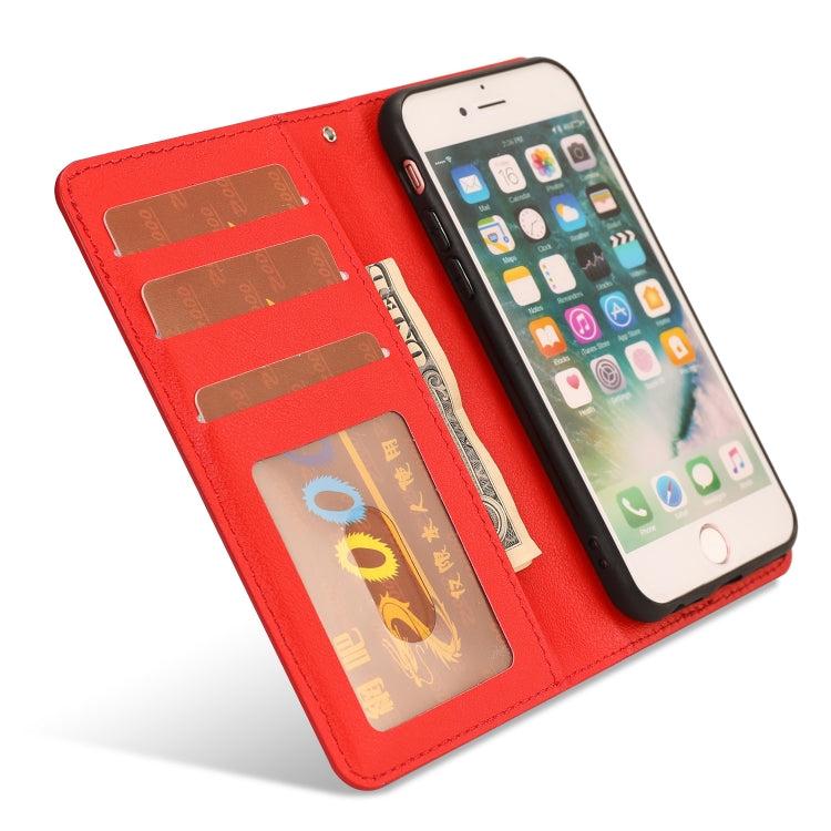 For iPhone SE 2022 / SE 2020 / 8 / 7 Ultra-thin Separable Magnetic Horizontal Flip Leather Case with Card Slot & Wallet(Red) - iPhone SE 2022 / 2020 / 8 / 7 Cases by buy2fix | Online Shopping UK | buy2fix