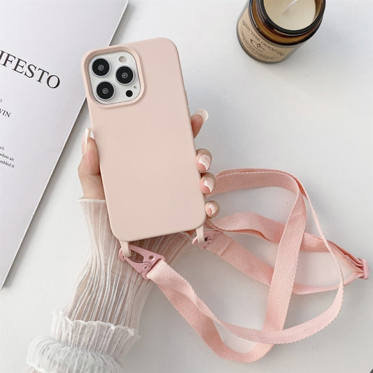 For iPhone 11 Pro Elastic Silicone Protective Case with Wide Neck Lanyard (Pink) - iPhone 11 Pro Cases by buy2fix | Online Shopping UK | buy2fix