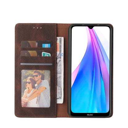 For Xiaomi Redmi Note 8T Simple Suction Closure Horizontal Flip Leather Case with Holder & Card Slot & Wallet(Brown) - Xiaomi Cases by buy2fix | Online Shopping UK | buy2fix