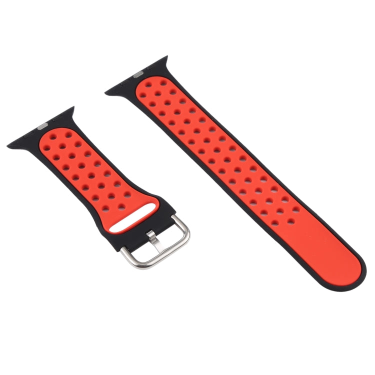 Silicone Watch Band + Protective Case with Screen Protector Set For Apple Watch Series 3 & 2 & 1 42mm(Black Red) - Watch Bands by buy2fix | Online Shopping UK | buy2fix