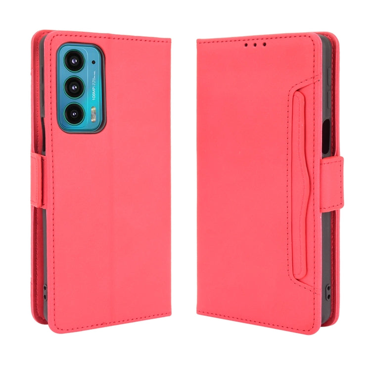 For Motorola Edge 20 Skin Feel Calf Pattern Horizontal Flip Leather Case with Holder & Card Slots & Photo Frame(Red) - Motorola Cases by buy2fix | Online Shopping UK | buy2fix