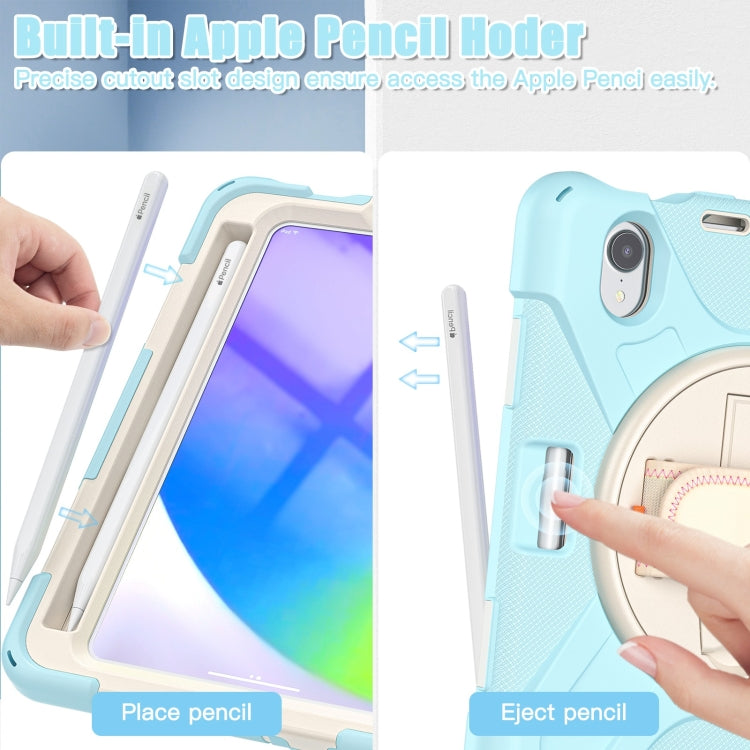 For iPad mini 6 Silicone + PC Protective Tablet Case with Holder & Shoulder Strap(Ice Crystal Blue) - iPad mini 6 Cases by buy2fix | Online Shopping UK | buy2fix