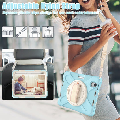 For iPad mini 6 Silicone + PC Protective Tablet Case with Holder & Shoulder Strap(Ice Crystal Blue) - iPad mini 6 Cases by buy2fix | Online Shopping UK | buy2fix