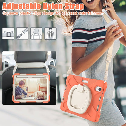 For iPad mini 6 Silicone + PC Protective Tablet Case with Holder & Shoulder Strap(Living Coral) - iPad mini 6 Cases by buy2fix | Online Shopping UK | buy2fix