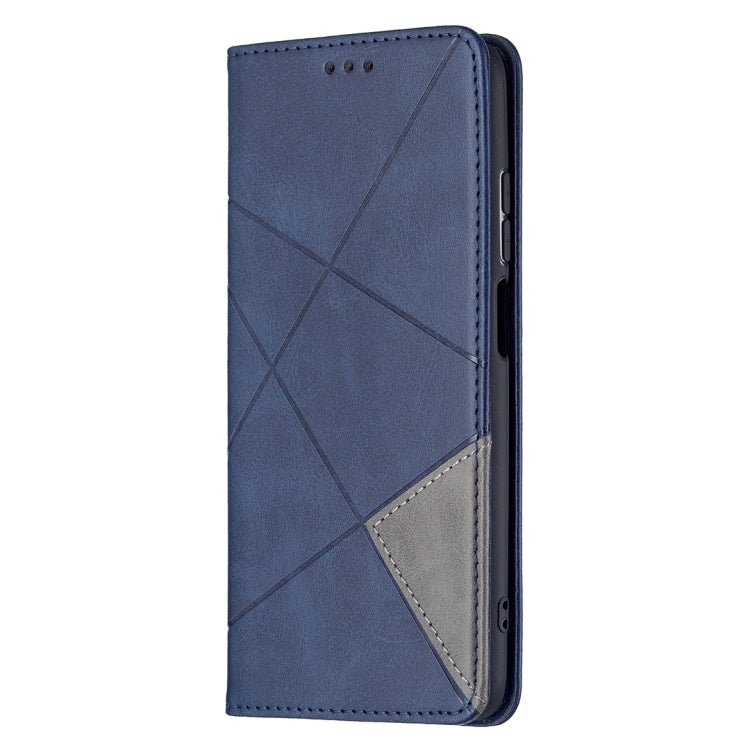 For Xiaomi Redmi 10 Rhombus Texture Horizontal Flip Magnetic Leather Case with Holder & Card Slots(Blue) - Xiaomi Cases by buy2fix | Online Shopping UK | buy2fix