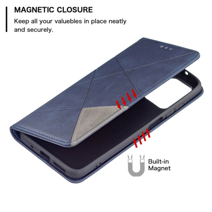 For Xiaomi Redmi 10 Rhombus Texture Horizontal Flip Magnetic Leather Case with Holder & Card Slots(Blue) - Xiaomi Cases by buy2fix | Online Shopping UK | buy2fix