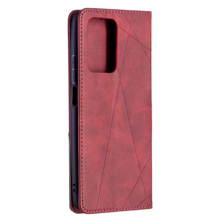 For Xiaomi Mi 11T Rhombus Texture Horizontal Flip Magnetic Leather Case with Holder & Card Slots(Red) - Xiaomi Cases by buy2fix | Online Shopping UK | buy2fix