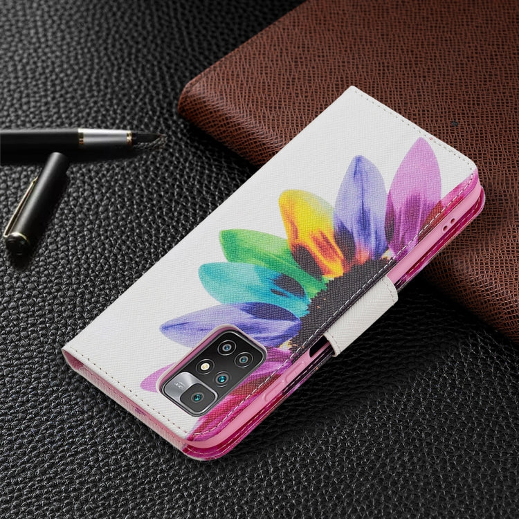 For Xiaomi Redmi 10 Colored Drawing Pattern Horizontal Flip Leather Case with Holder & Card Slots & Wallet(Sun Flower) - Xiaomi Cases by buy2fix | Online Shopping UK | buy2fix