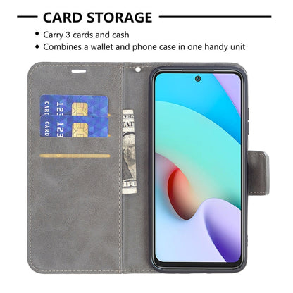 For Xiaomi Redmi 10 Retro Lambskin Texture Pure Color Horizontal Flip PU Leather Case with Holder & Card Slots & Wallet & Lanyard(Grey) - Xiaomi Cases by buy2fix | Online Shopping UK | buy2fix