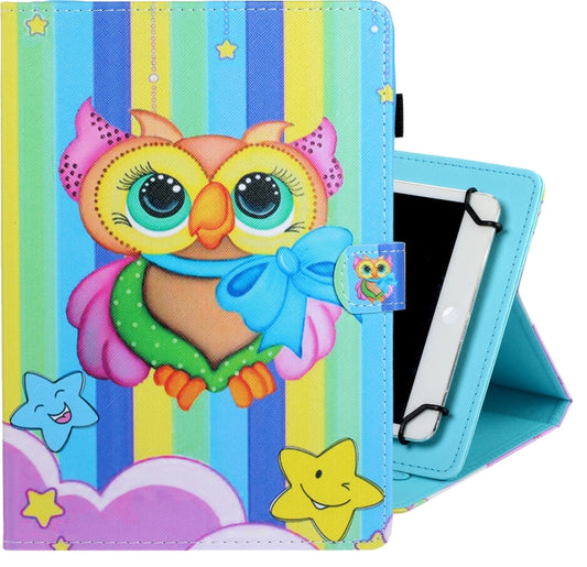 10 inch Universal Colored Drawing Horizontal Flip PU Leather Case with Holder & Card Slot(Rainbow Owl) - 10 - 11 inch by buy2fix | Online Shopping UK | buy2fix