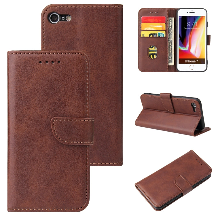 For iPhone SE 2022 / SE 2020 / 8 / 7 Calf Texture Buckle Horizontal Flip Leather Case with Holder & Card Slots & Wallet(Brown) - iPhone SE 2022 / 2020 / 8 / 7 Cases by buy2fix | Online Shopping UK | buy2fix