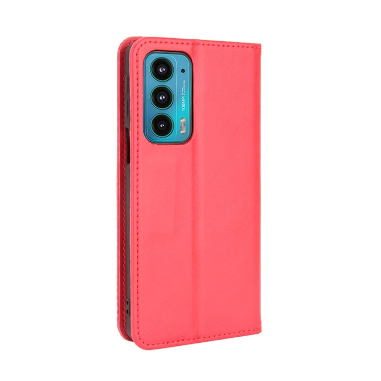 For Motorola Edge 20 Magnetic Buckle Retro Pattern Horizontal Flip Leather Case with Holder & Card Slot & Wallet(Red) - Motorola Cases by buy2fix | Online Shopping UK | buy2fix