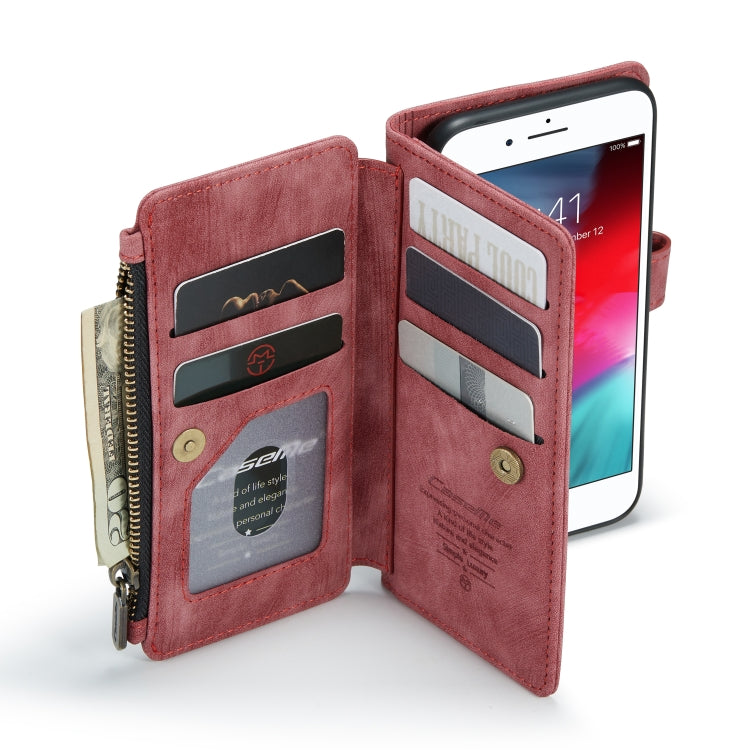 For iPhone SE 2022 / SE 2020 / 8 / 7 / 6 CaseMe-C30 PU + TPU Multifunctional Horizontal Flip Leather Case with Holder & Card Slot & Wallet & Zipper Pocke(Red) - iPhone SE 2022 / 2020 / 8 / 7 Cases by CaseMe | Online Shopping UK | buy2fix