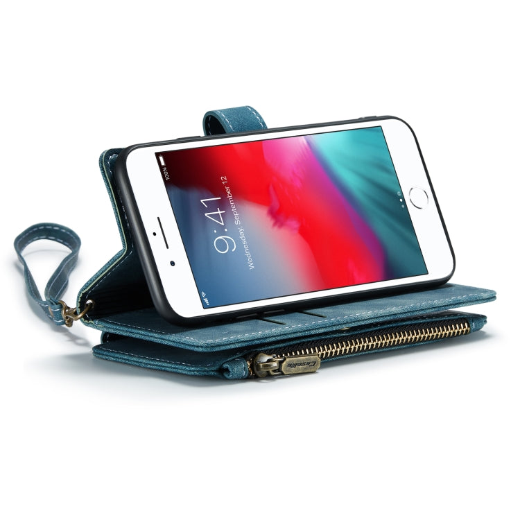 For iPhone SE 2022 / SE 2020 / 8 / 7 / 6 CaseMe-C30 PU + TPU Multifunctional Horizontal Flip Leather Case with Holder & Card Slot & Wallet & Zipper Pocke(Blue) - iPhone SE 2022 / 2020 / 8 / 7 Cases by CaseMe | Online Shopping UK | buy2fix