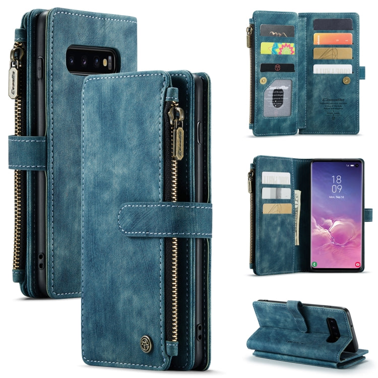 For Samsung Galaxy S10 CaseMe-C30 PU + TPU Multifunctional Horizontal Flip Leather Case with Holder & Card Slot & Wallet & Zipper Pocket(Blue) - Galaxy Phone Cases by CaseMe | Online Shopping UK | buy2fix