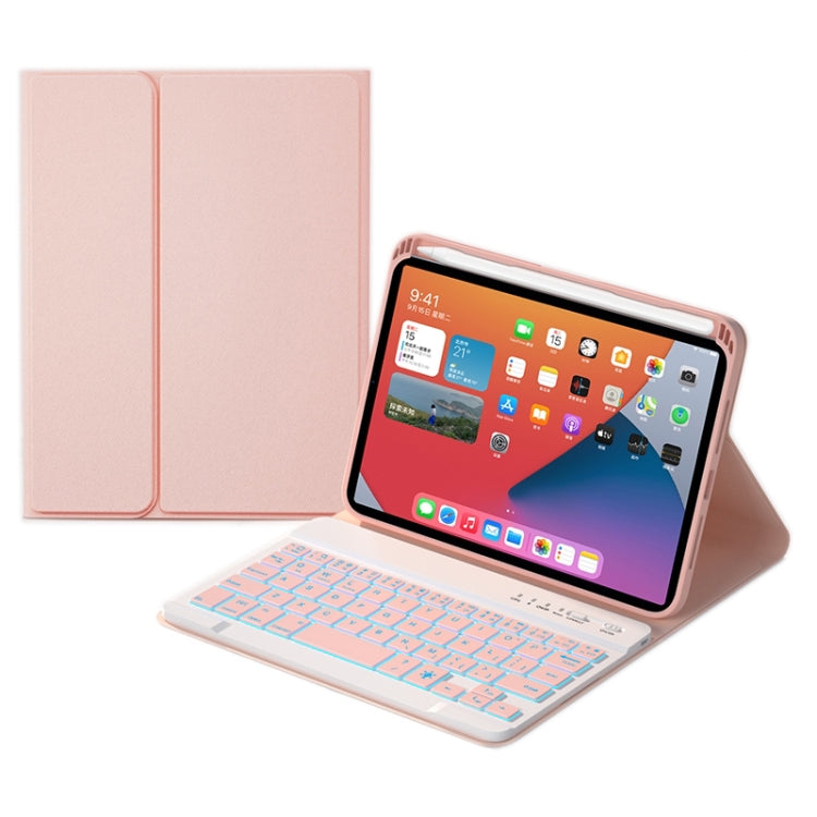 HK006D Square Keys Detachable Bluetooth Candy Color Keyboard Leather Tablet Case with Colorful Backlight & Holder for iPad mini 6(Pink) - For iPad mini by buy2fix | Online Shopping UK | buy2fix