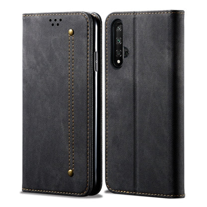 For Huawei Honor 20 Denim Texture Casual Style Horizontal Flip Leather Case with Holder & Card Slots & Wallet(Black) - Honor Cases by buy2fix | Online Shopping UK | buy2fix