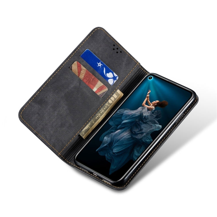 For Huawei Honor 20 Denim Texture Casual Style Horizontal Flip Leather Case with Holder & Card Slots & Wallet(Black) - Honor Cases by buy2fix | Online Shopping UK | buy2fix