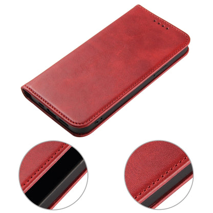 For iPhone 12 Pro Max Calf Texture Magnetic Horizontal Flip Leather Case with Holder & Card Slots & Wallet(Red) - iPhone 12 Pro Max Cases by buy2fix | Online Shopping UK | buy2fix