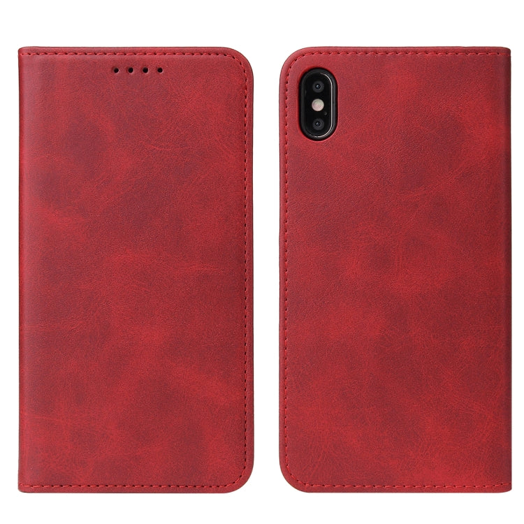 For iPhone X / XS Calf Texture Magnetic Horizontal Flip Leather Case with Holder & Card Slots & Wallet(Red) - More iPhone Cases by buy2fix | Online Shopping UK | buy2fix