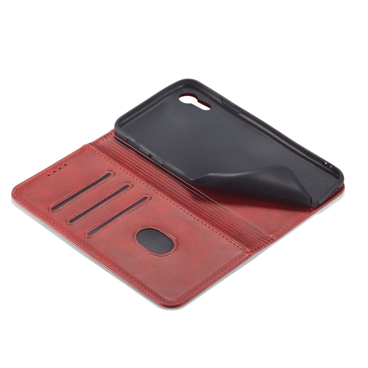 For iPhone XR Calf Texture Magnetic Horizontal Flip Leather Case with Holder & Card Slots & Wallet(Red) - More iPhone Cases by buy2fix | Online Shopping UK | buy2fix